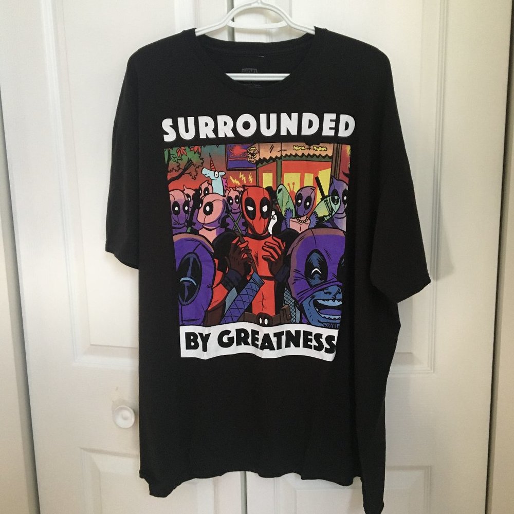 Marvel Men's 3XL  Black Deadpool Surrounded By Greatness Graphic Print T-Shirt